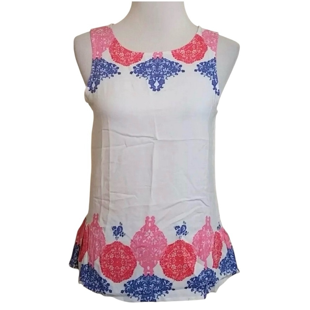 NEW Vero Moda Modcloth Sleeveless Ivory Pink Coral Blue Top